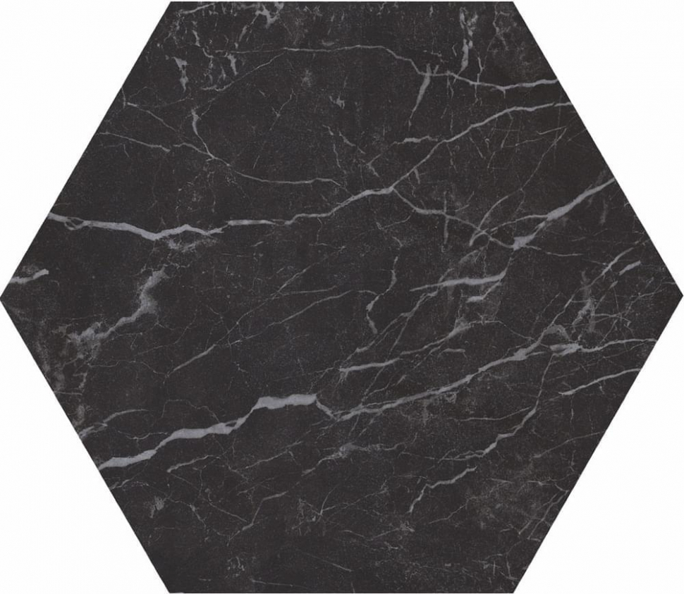 Casalgrande Padana Marmoker Esagono Nero Creta Lucido 30x51.9