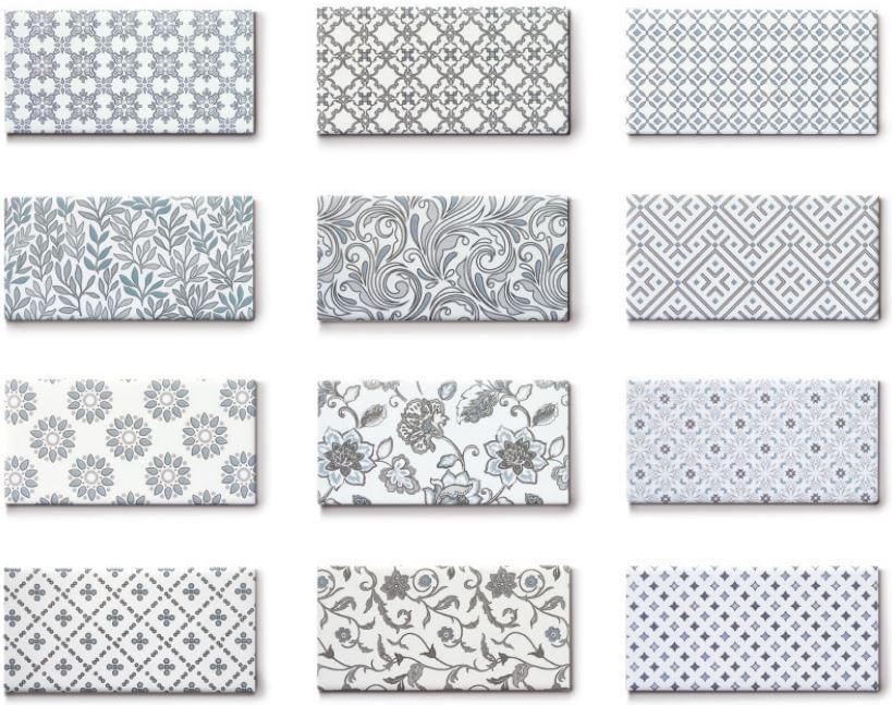 Diffusion Manhatiles Fond Blanc Decor Liberty Set 12 Pcs 7.5x15