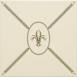 Original Style Artworks Colonial White Cartouche With Fleur De Lis 15.2x15.2