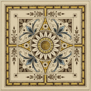 Original Style Artworks Colonial White Symmetrical Classical Pattern 15.2x15.2