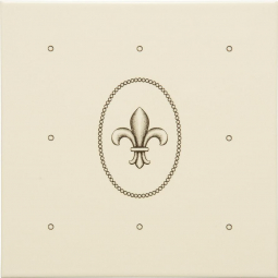 Original Style Artworks Colonial White Dot Cartouche With Fleur De Lis 15.2x15.2