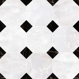 Versace Emote Mosaico Ottagono Onice Bianco-Nero 39x39