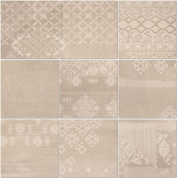 Provenza Gesso Decoro Patchwork Taupe Linen Rett 20x20