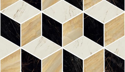 Versace Marble Mosaico T3 3D Nero-Oro-Bianco 17x29.1