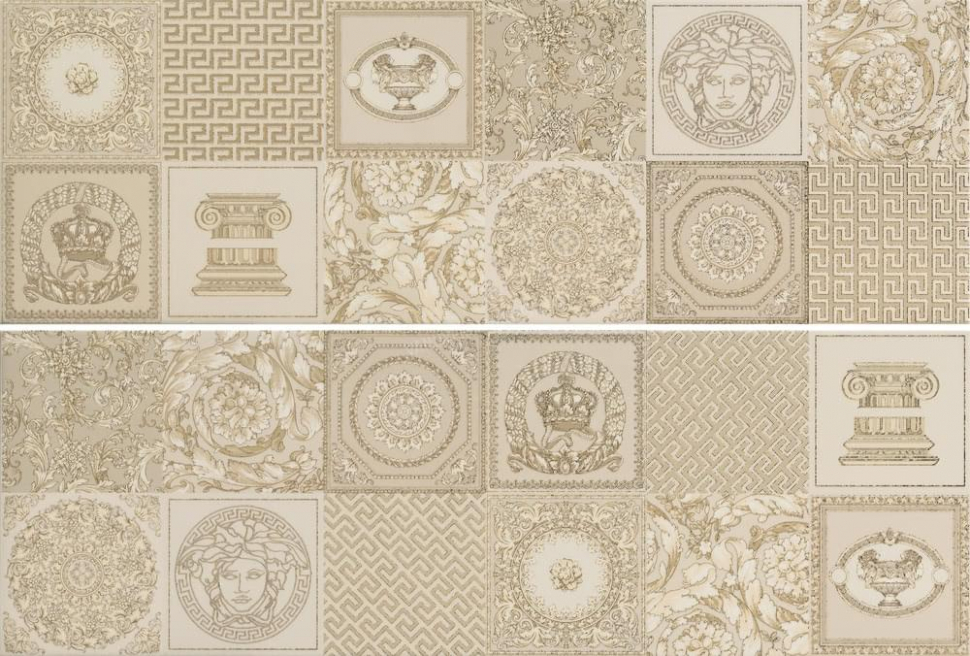 Versace Gold Patchwork Decorati Crema-Oro 25x75