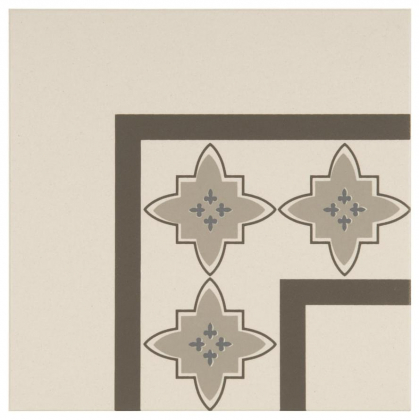 Original Style Odyssey Marrakech Border Light Grey Dark Grey And Black On Dover White 15.1x15.1