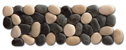 Diffusion Galets De Bali Frise Rond Mat Noir - Beige 10x30