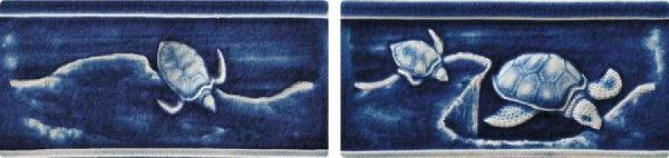 Settecento The Traditional Style Turtles A-B Blue Navy Listello 7.5x15