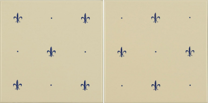 Original Style Artworks Colonial White Fleur De Lis Royal Blue 15.2x30.4