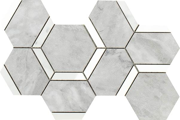 Impronta Italgraniti Lux Experience Statuarietto/Grigio Versilia Mosaico Esagona Decoro Mix 20x34