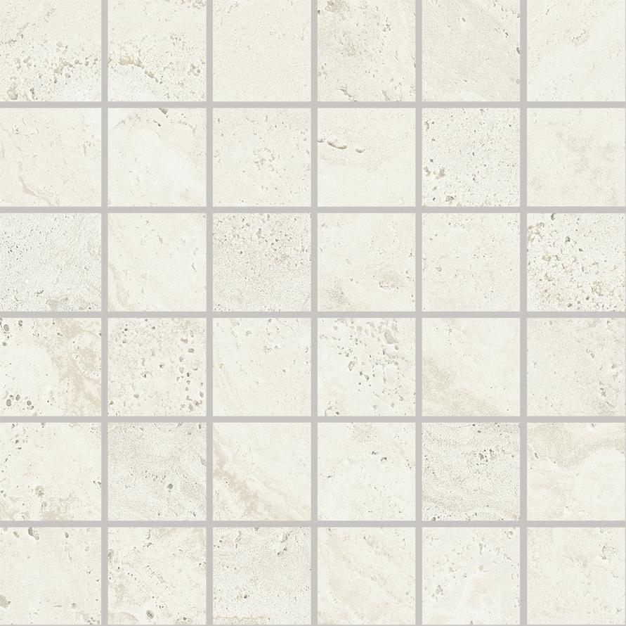 Provenza Unique Travertine Mosaico 5x5 Minimal White Naturale 30x30