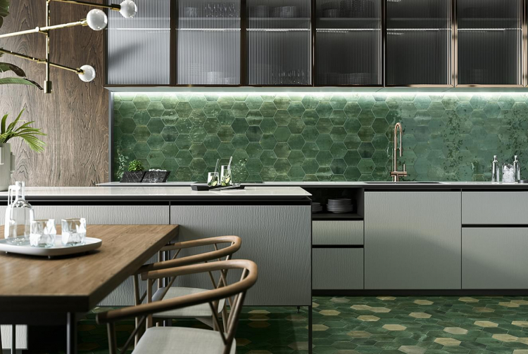Ribesalbes Hope Hex Olive Glossy 15x17.3