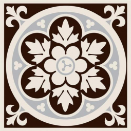 Original Style Victorian Floor Tiles Livingstone Black On Dover White 10.6x10.6