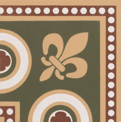 Original Style Victorian Floor Tiles Telford Corner Green 7.5x7.5