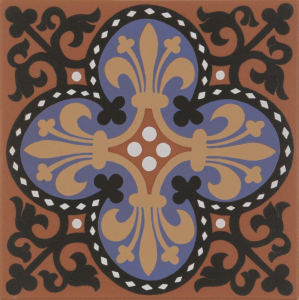 Original Style Victorian Floor Tiles Wellesley Black-Blue 15.1x15.1