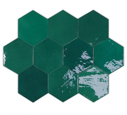 Wow Zellige Hexa Emerald 10.8x12.4