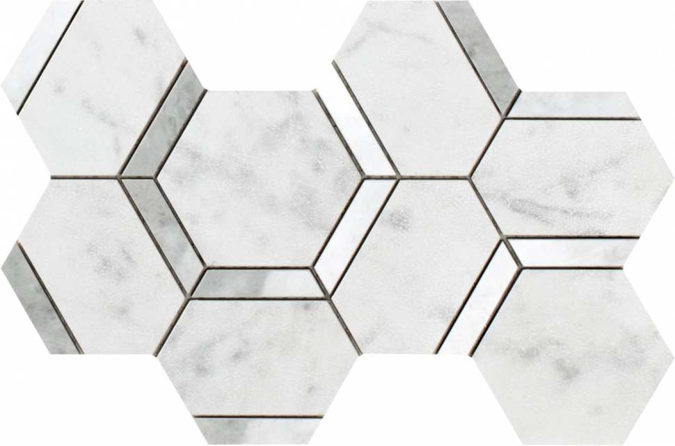 Impronta Italgraniti Lux Experience Grigio Versilia/Statuarietto Mosaico Esagona Decoro Mix 20x34