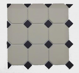 Diffusion Glazed Porcelain Octagon Plaque Blanc Et Noir 30x30