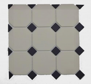 Diffusion Glazed Porcelain Octagon Plaque Blanc Et Noir 30x30