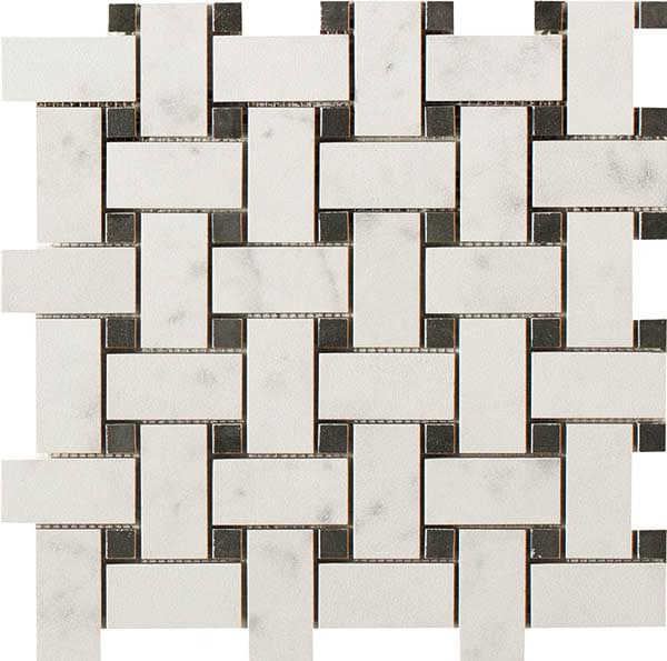 Impronta Italgraniti Lux Experience Helsinki White Mosaico Basketwave Fade 30x30