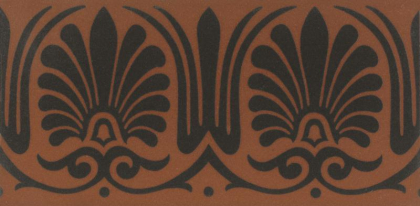 Original Style Victorian Floor Tiles Faraday Border Black On Red 7.5x15.1