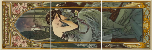 Original Style Artworks Colonial White Alphonse Mucha Nocturnal Slumber Left Hand 45.6x15.2