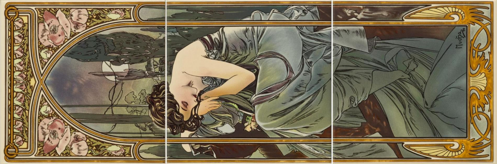 Original Style Artworks Colonial White Alphonse Mucha Nocturnal Slumber Right Hand 45.6x15.2
