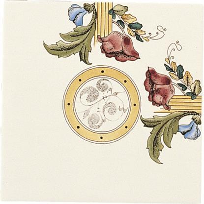 Original Style Artworks Colonial White Poppy And Wheatsheaf Corner Tile 15.2x15.2
