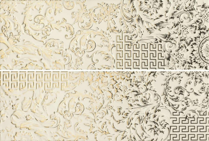 Versace Gold Decori Patchwork Crema-Oro 25x75