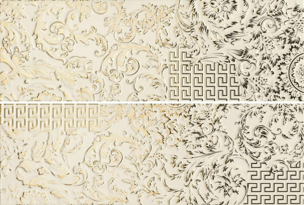 Versace Gold Decori Patchwork Crema-Oro 25x75