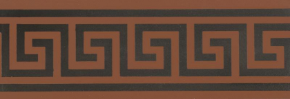 Original Style Victorian Floor Tiles Greek Key Border Black On Red 5.3x15.1