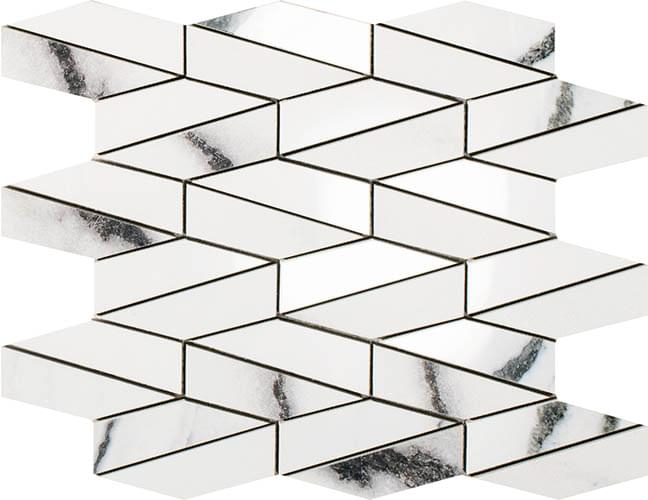 Impronta Italgraniti Lux Experience Panda White Mosaico Esagona Allungato Mix 25.5x29.5