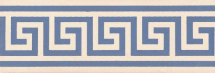 Original Style Victorian Floor Tiles Greek Key Border Blue On White 5.3x15.1