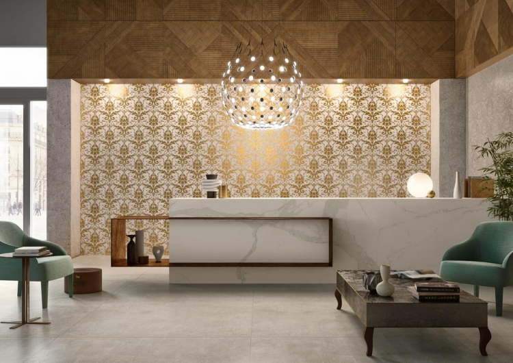 Cedit Tesori Decoro Broccato Bianco Argento Ret 120x240