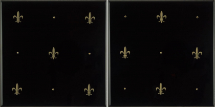 Original Style Artworks Jet Black Fleur De Lis Gold Fleur De Lis 15.2x30.4