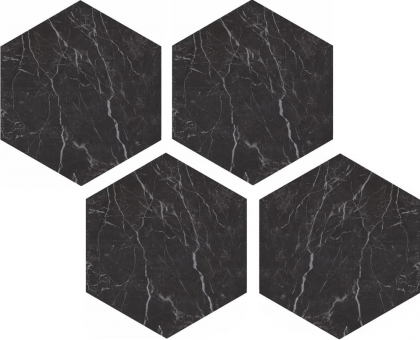 Casalgrande Padana Marmoker Esagoni Nero Creta Lucido 21.5x25
