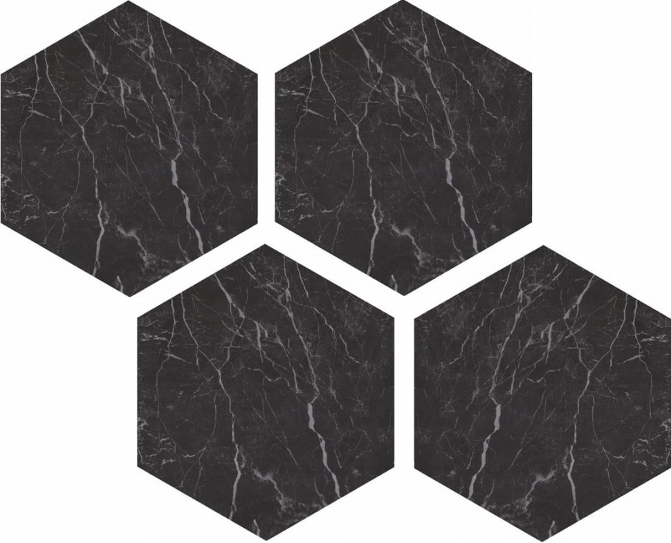Casalgrande Padana Marmoker Esagoni Nero Creta Lucido 21.5x25