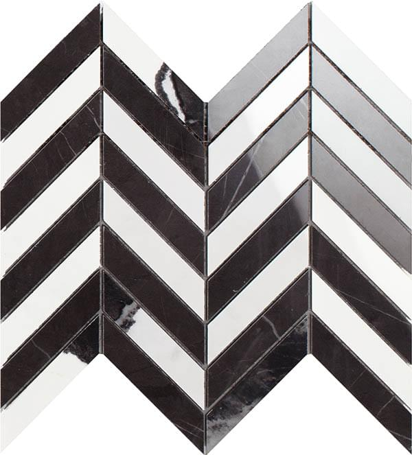 Impronta Italgraniti Lux Experience Panda White/Pietra Grey Mosaico Chevron Lap 26x30