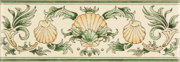 Original Style Artworks Colonial White Scallop Shells Green And Buff 5x15.2